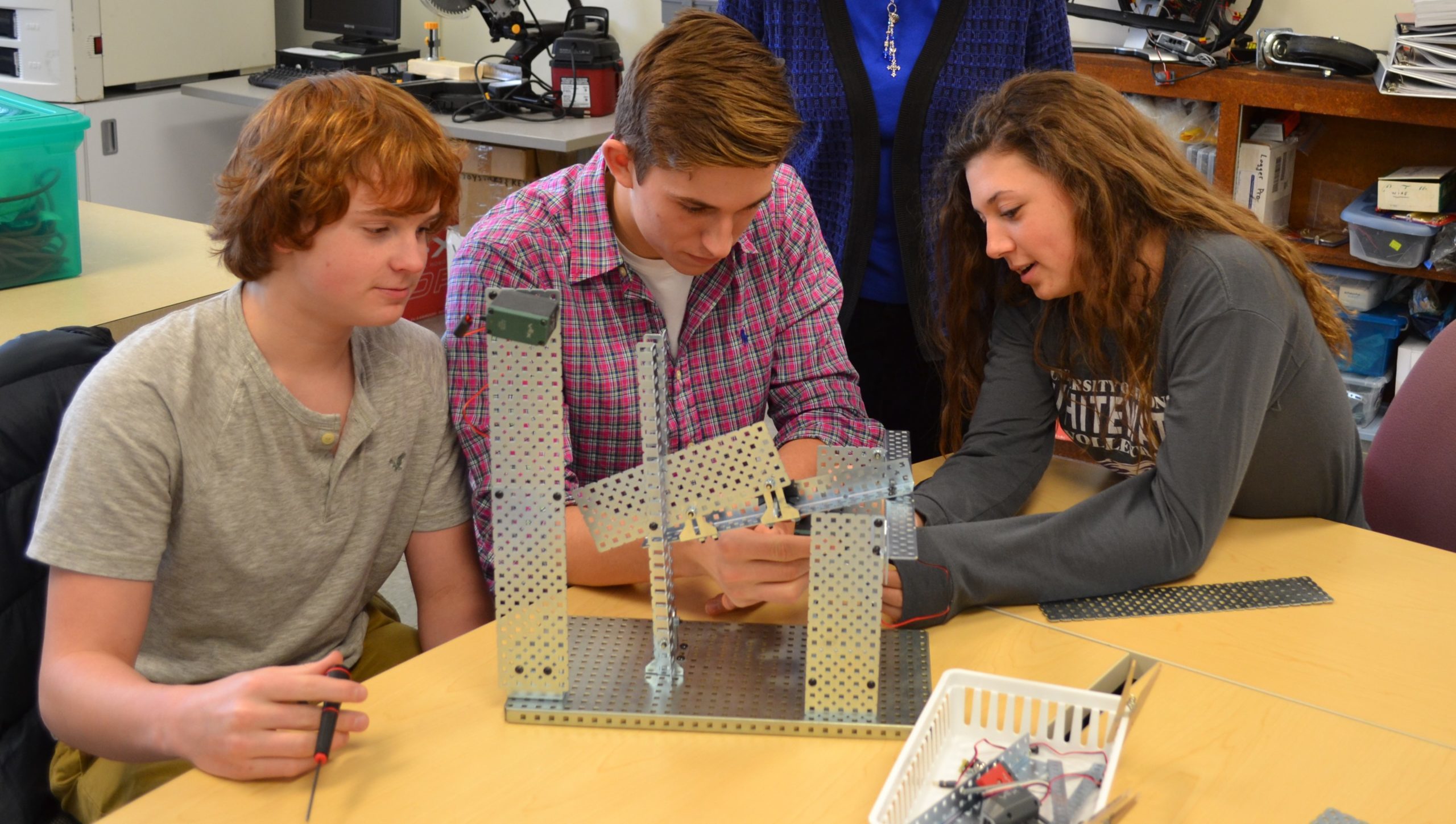 Catholic Memorial High School Students work on robotics