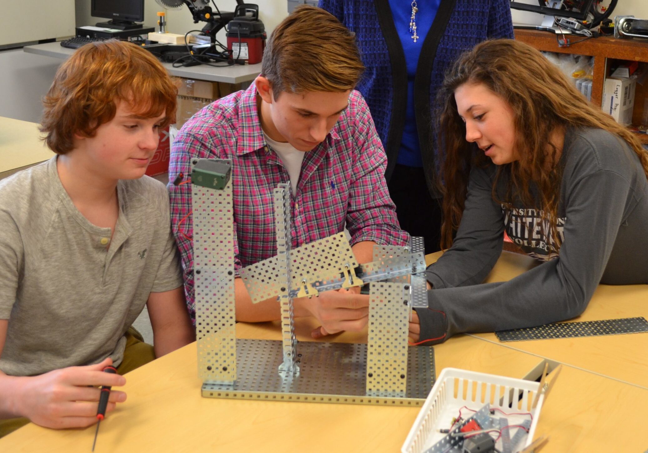 Catholic Memorial High School Students work on robotics